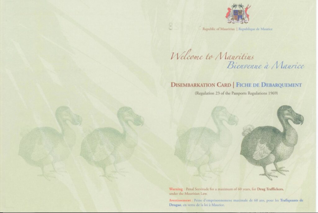 Disembarkation Card 1 Mauritius